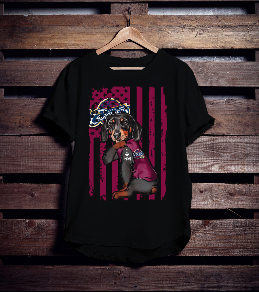 Cleveland Cavaliers Dachshund I Love Mom T-Shirt