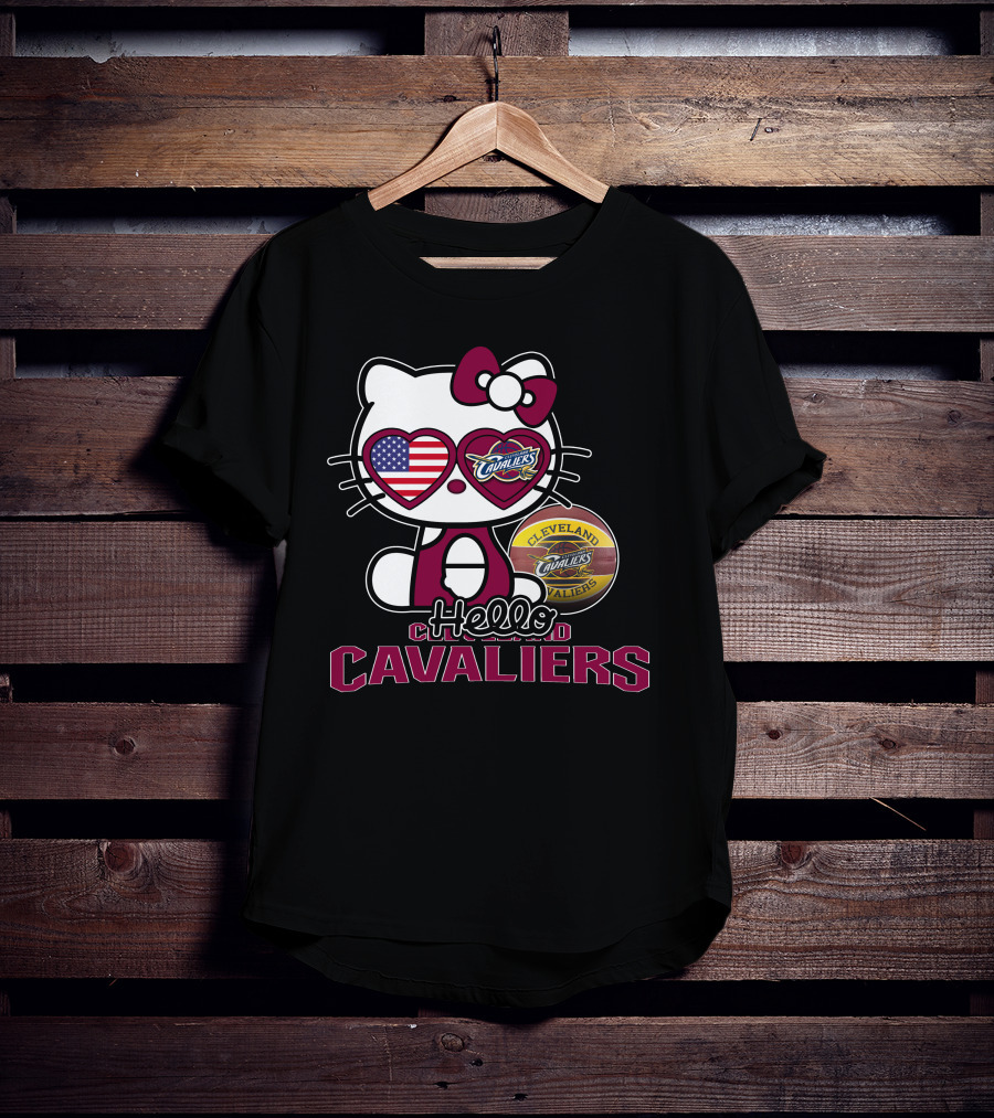 Hello Kitty Cleveland Cavaliers American Flag Basketball Cavaliers T-Shirt