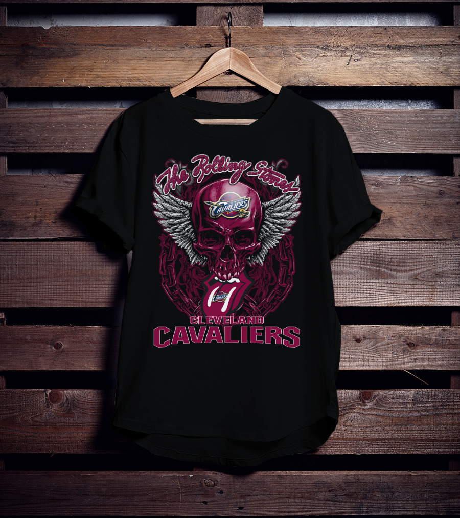 The Rolling Stones Cleveland Cavaliers Skull Winged Logo Mashup T-Shirt