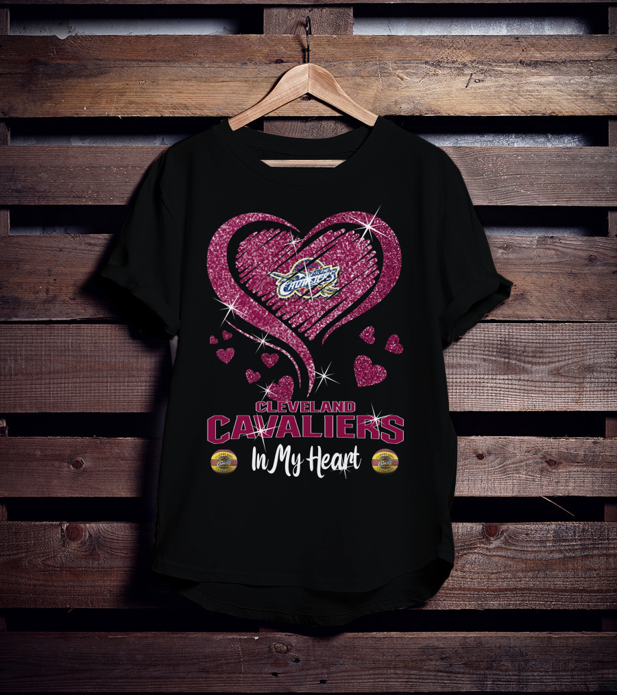 Cleveland Cavaliers In My Heart Sparkling Hearts T-Shirt