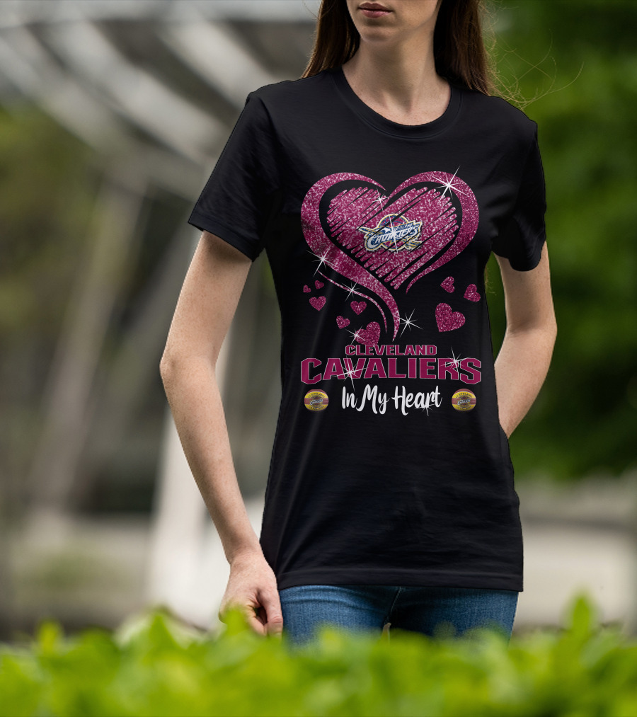 Cleveland Cavaliers In My Heart Sparkling Hearts T-Shirt