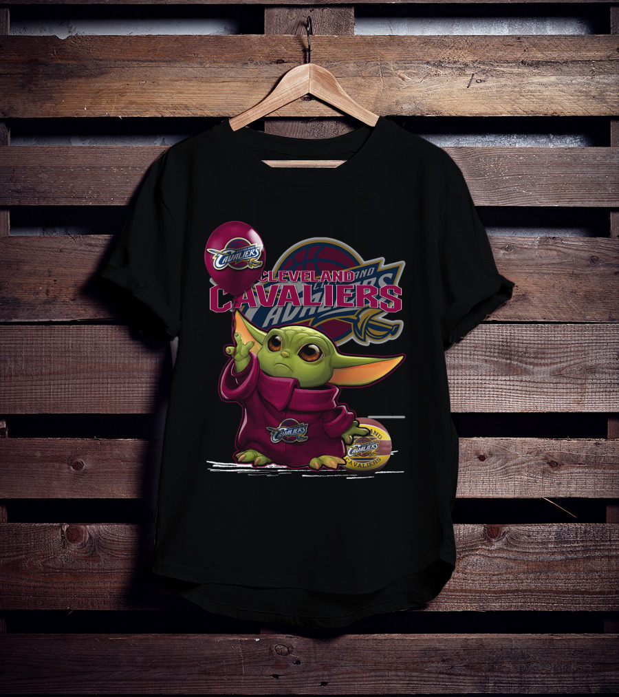 Cleveland Cavaliers Yoda Fan Art With Logo And Basketball T-Shirt