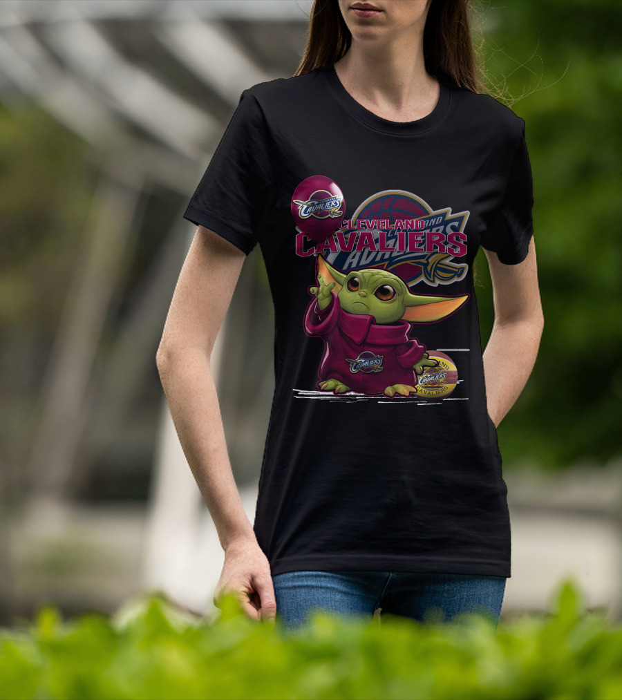 Cleveland Cavaliers Yoda Fan Art With Logo And Basketball T-Shirt