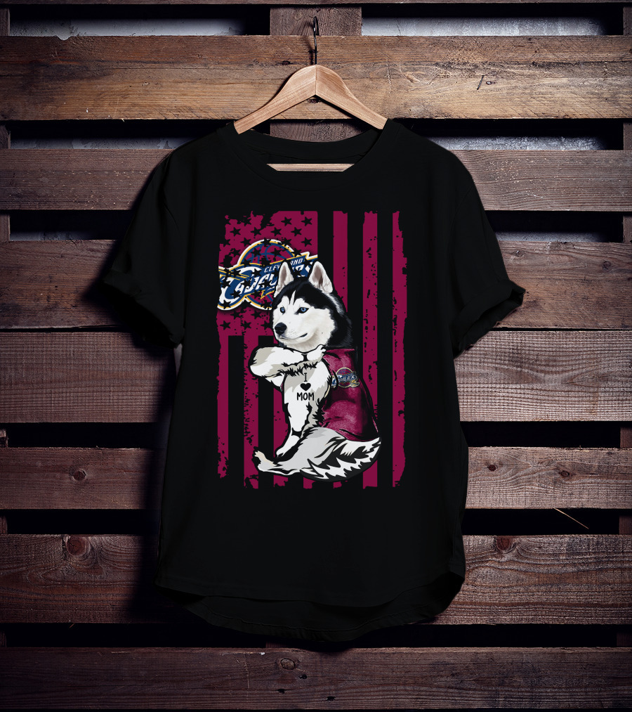 Cleveland Cavaliers Siberian Husky I Love Mom T-Shirt