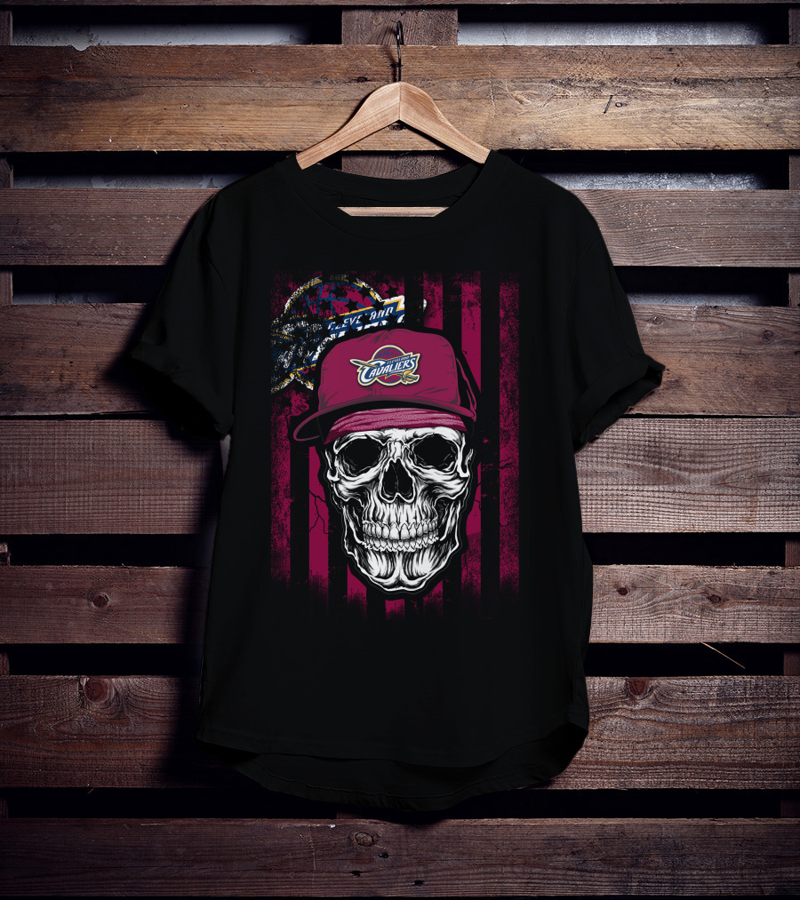 Cleveland Cavaliers Skull With Logo Hat T-Shirt