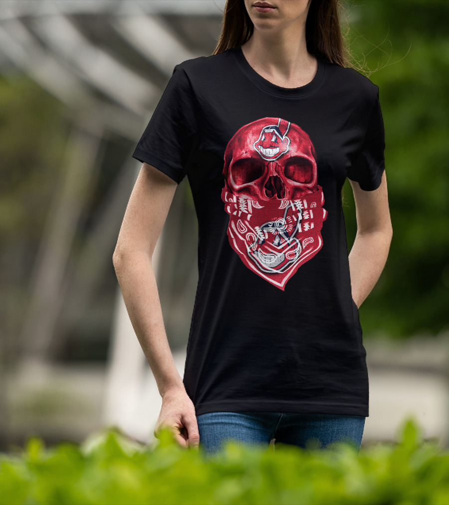 Skull Cleveland Indians Logo Bandana T-Shirt
