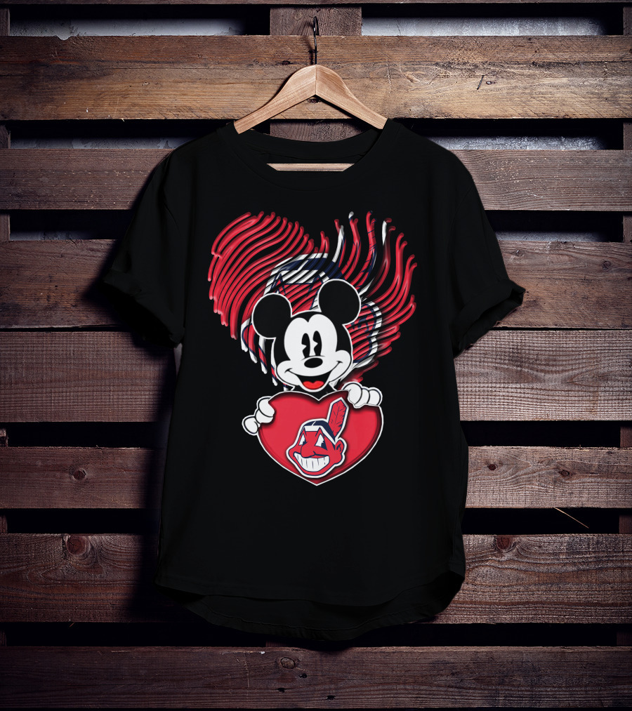 Mick Cleveland Indians Heart Logo Fusion T-Shirt