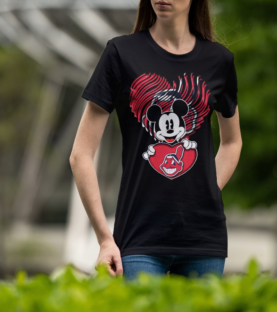 Mick Cleveland Indians Heart Logo Fusion T-Shirt