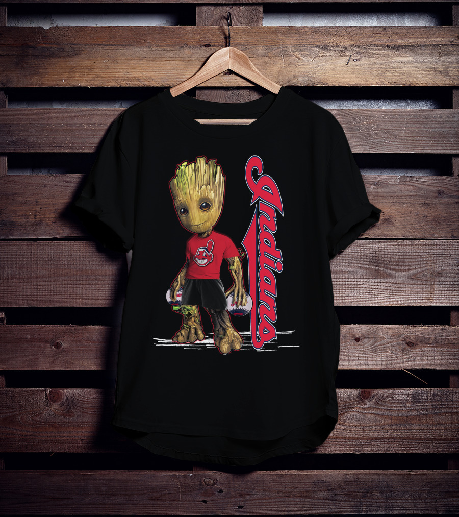 Groot Indians Baseball Character With Team T-Shirt