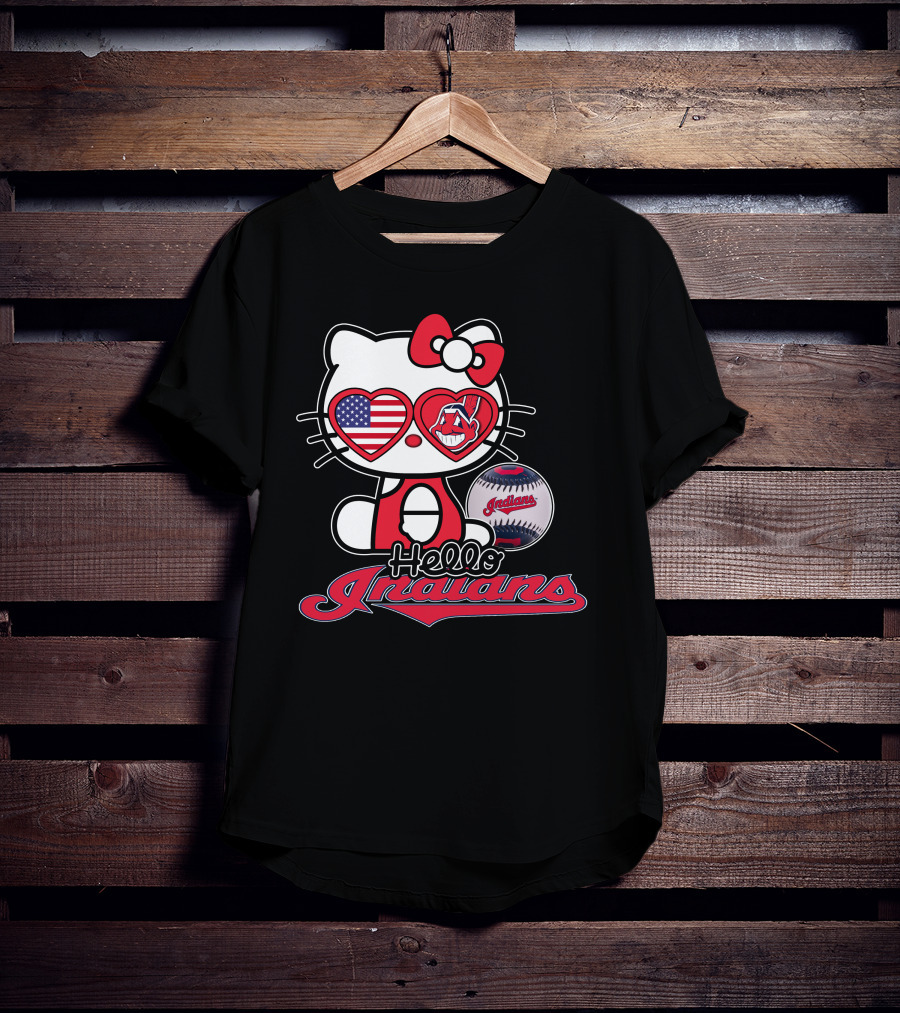 Hello Kitty Indians American Baseball Fan T-Shirt