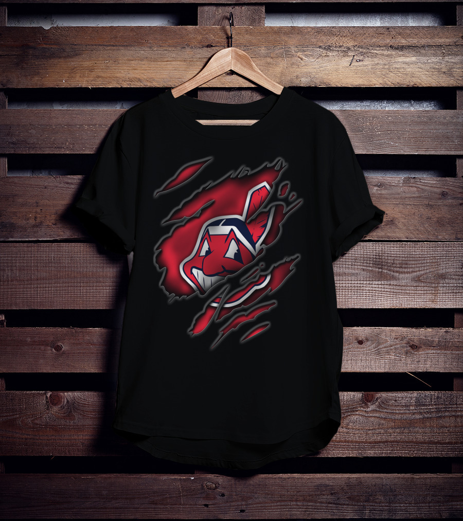Torn Cleveland Indians Chief Wahoo T-Shirt
