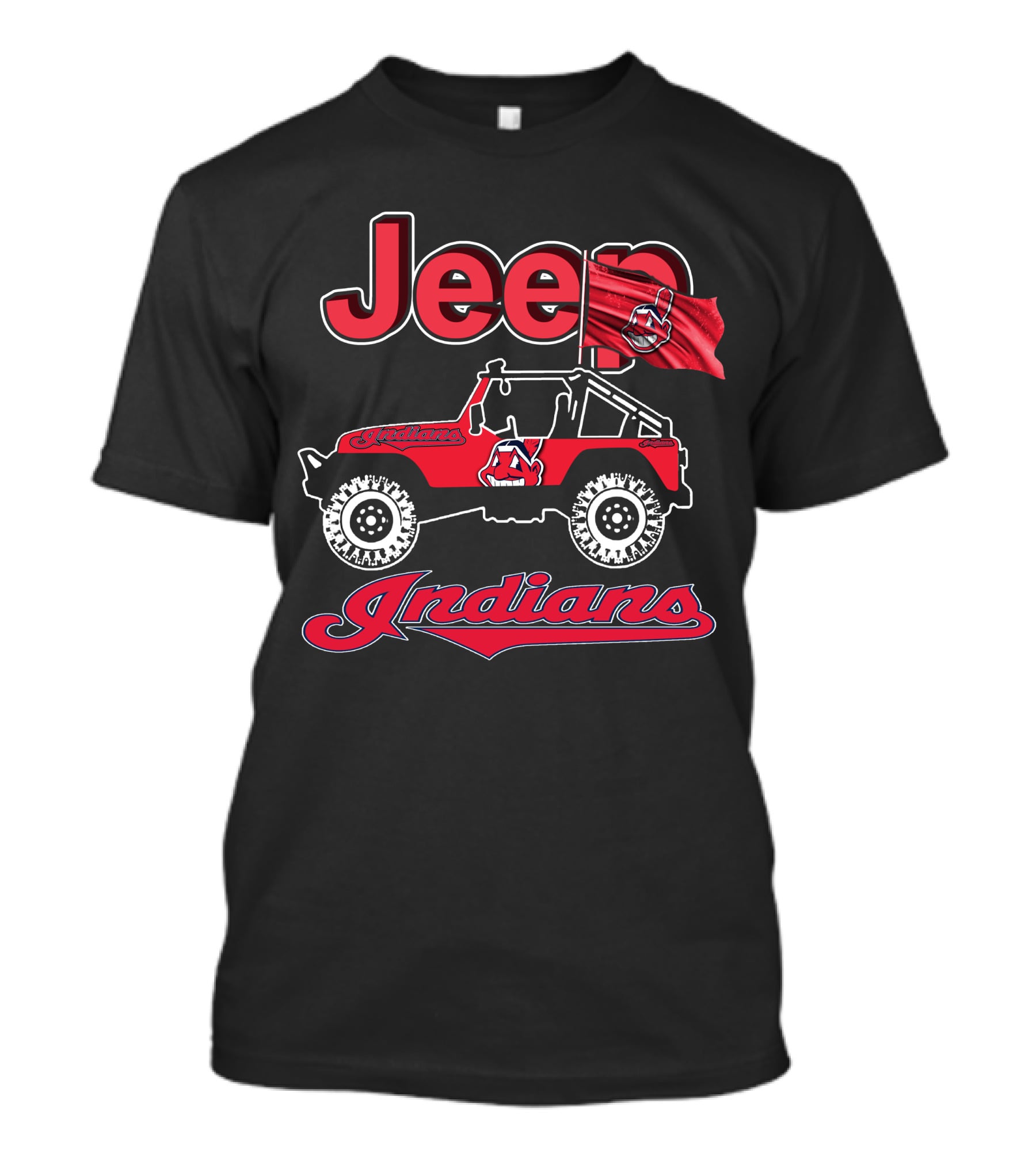 Jeep Indians Cleveland Red Offroad Vehicle Flag T-Shirt