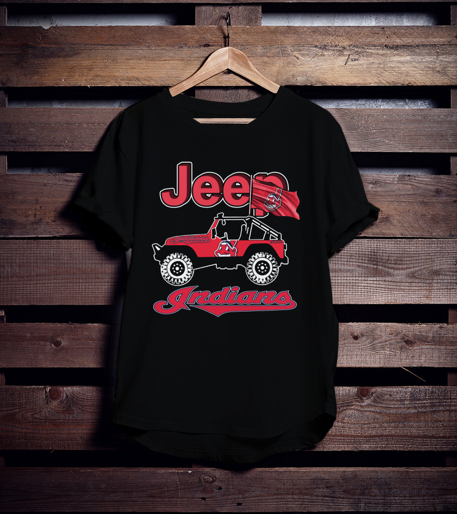 Jeep Indians Cleveland Red Offroad Vehicle Flag T-Shirt