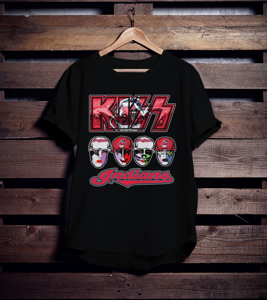 Kiss Cleveland Indians Face Paint Baseball Team T-Shirt