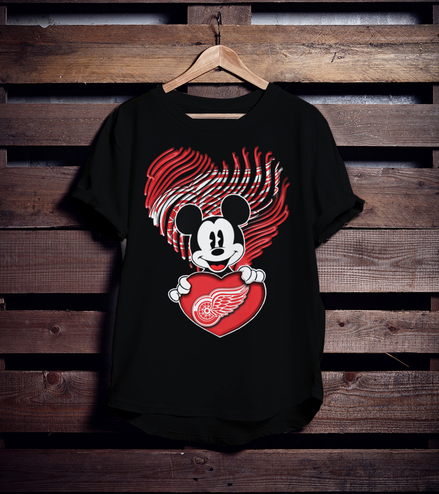 Mick Heart Holding Detroit Red Wings Fingerprint T-Shirt
