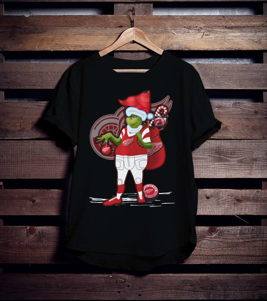 Grinchxmas Red Wings Hockey Holiday Crossover Detroit Wear T-Shirt