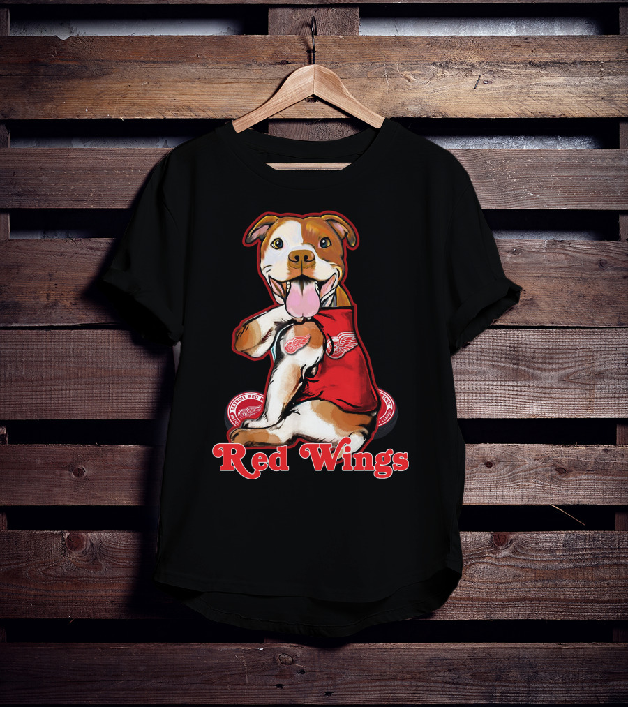 Pittbull Wearing Detroit Red Wings Gear Red Wings T-Shirt