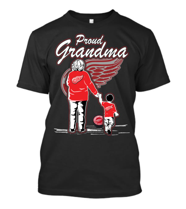 Proud Grandma Detroit Red Wings Family Bonding Winged Wheel Fans T-Shirt