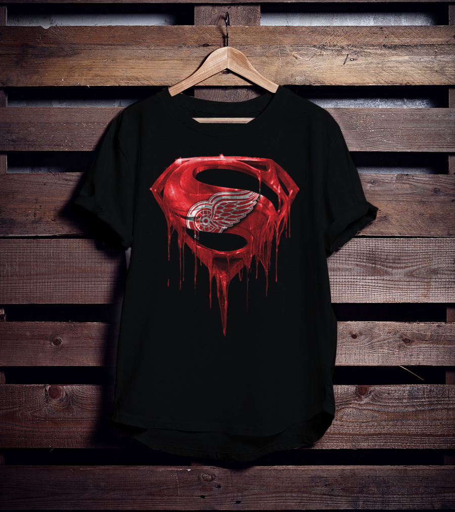 Detroit Red Wings Dripping Superman T-Shirt