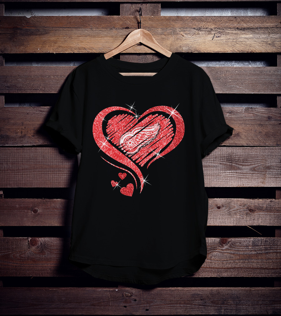 Heart Diamond Glitter Detroit Red Wings T-Shirt