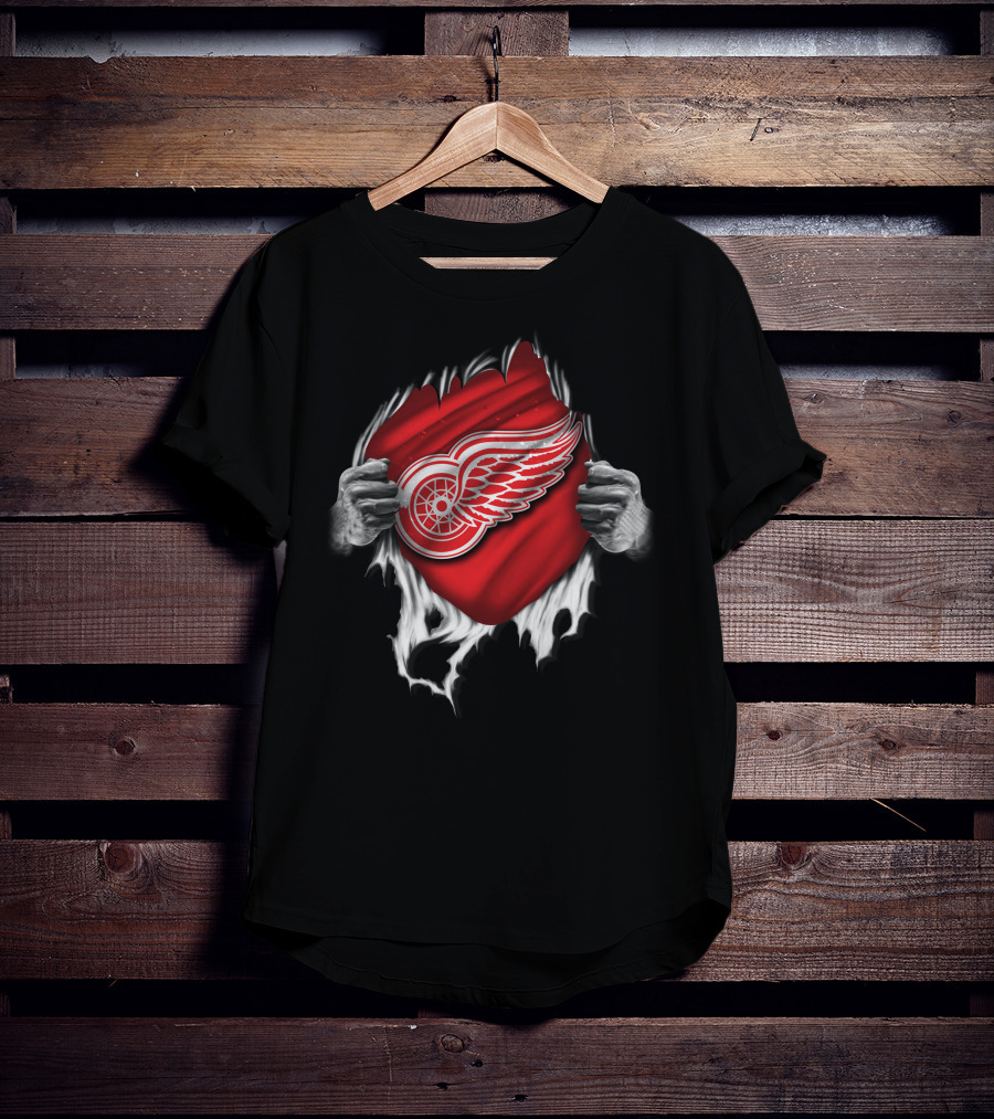 Torn Detroit Red Wings Logo Reveal T-Shirt