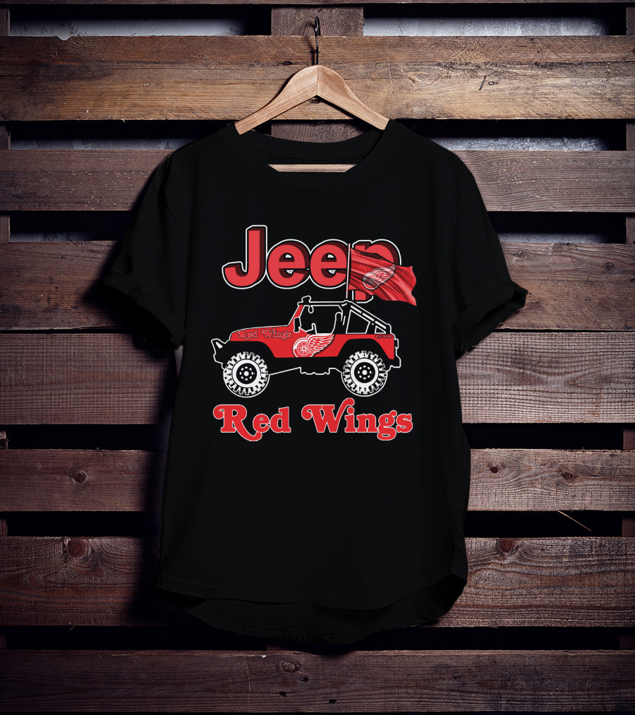 Jeep Red Wings Detroit Flag T-Shirt