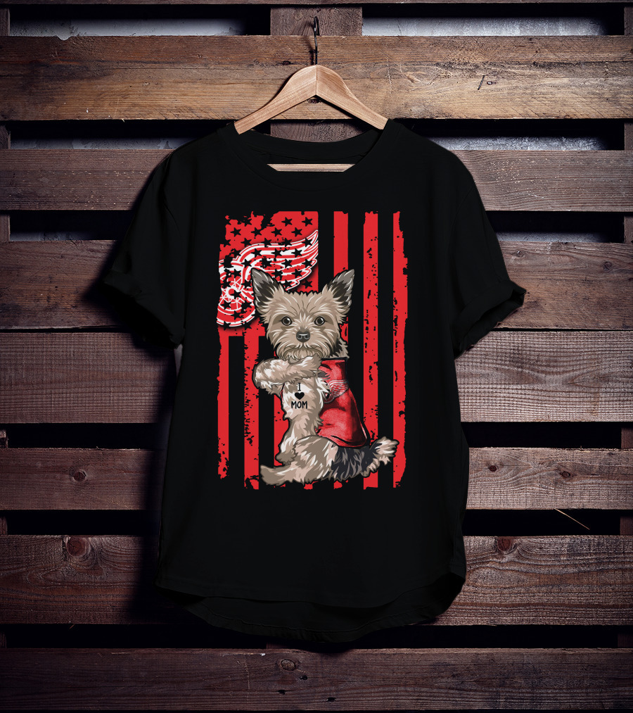 Yorkshire Terrier I Love Mom Detroit Red Wings T-Shirt