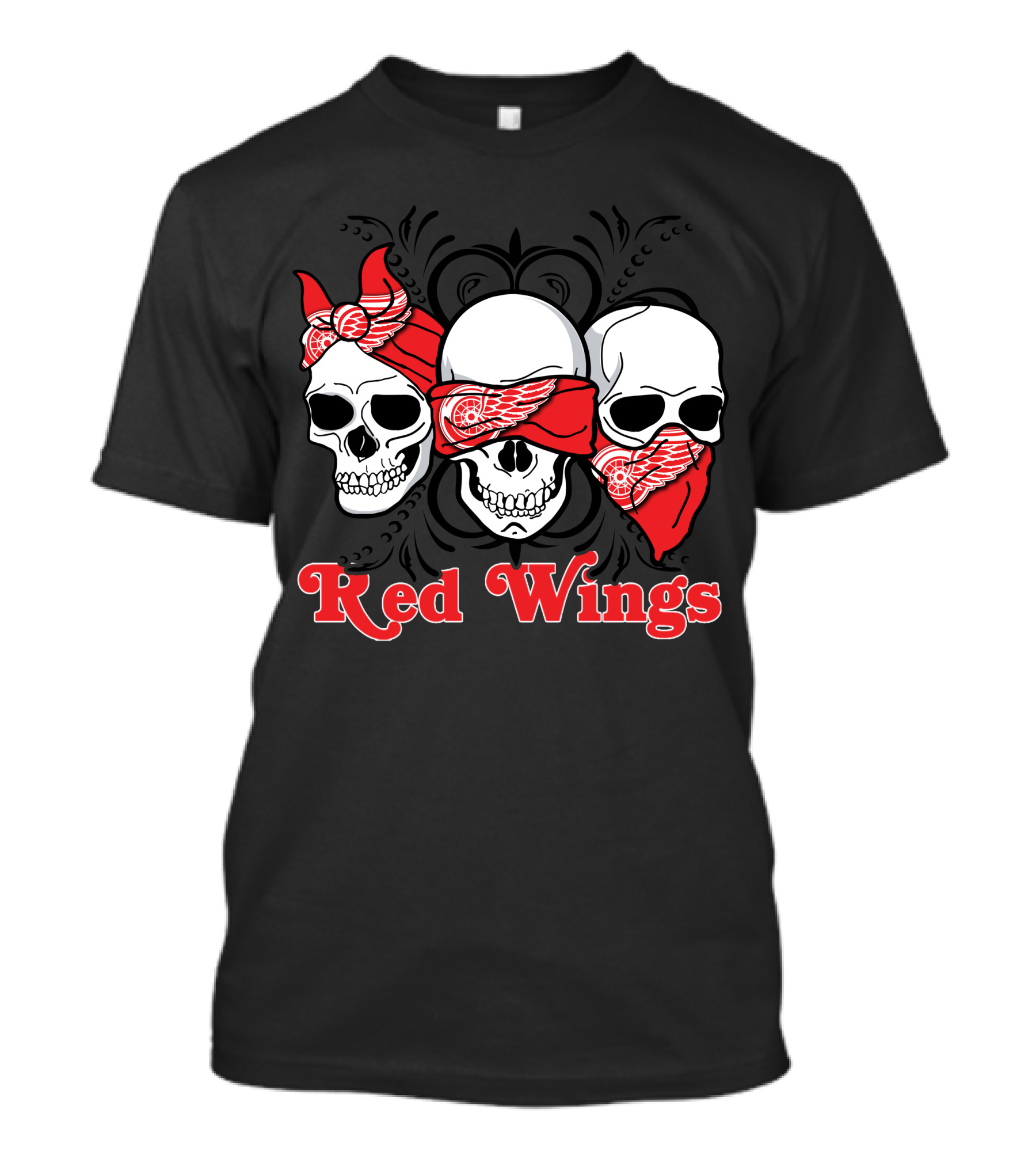 Red Wings Three Skulls Bandanas T-Shirt