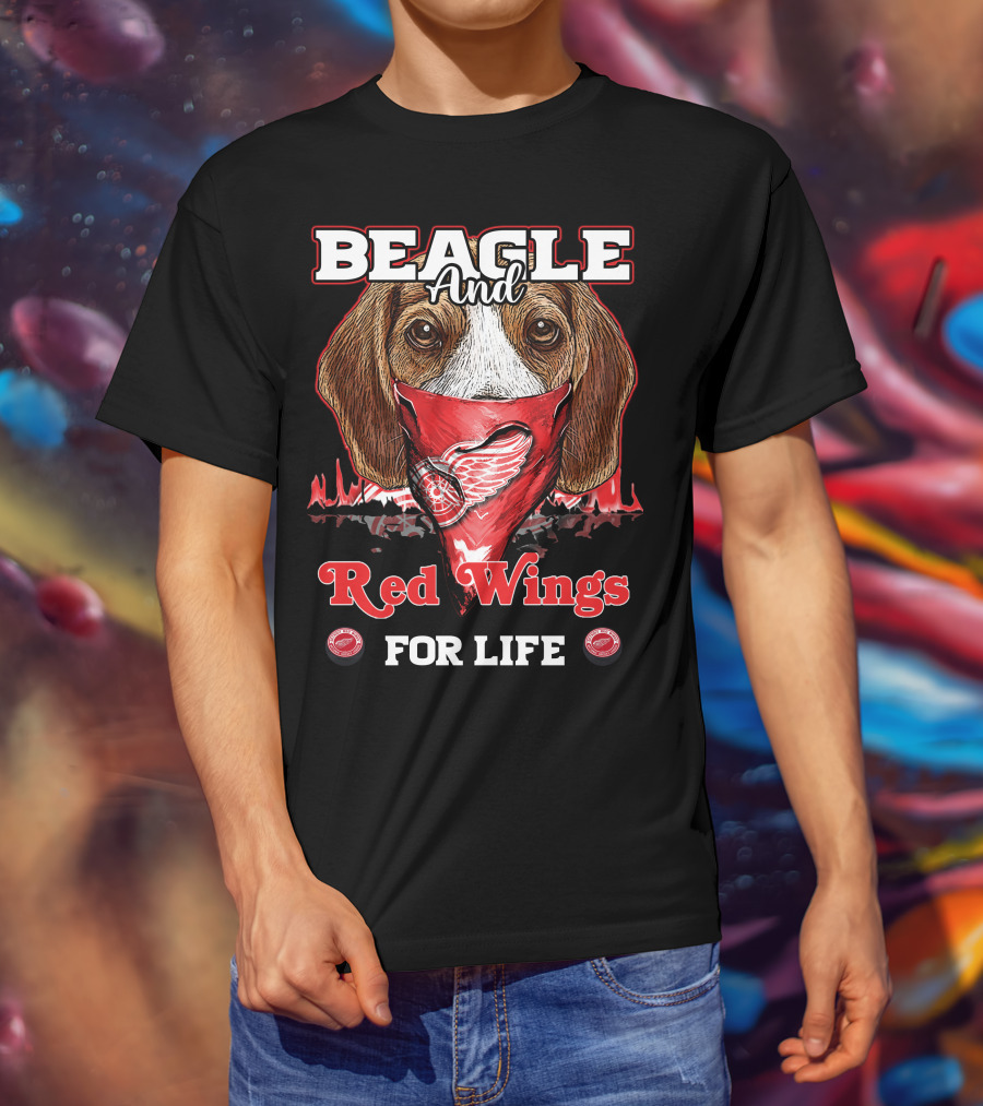 Beagle And Detroit Red Wings For Life T-Shirt