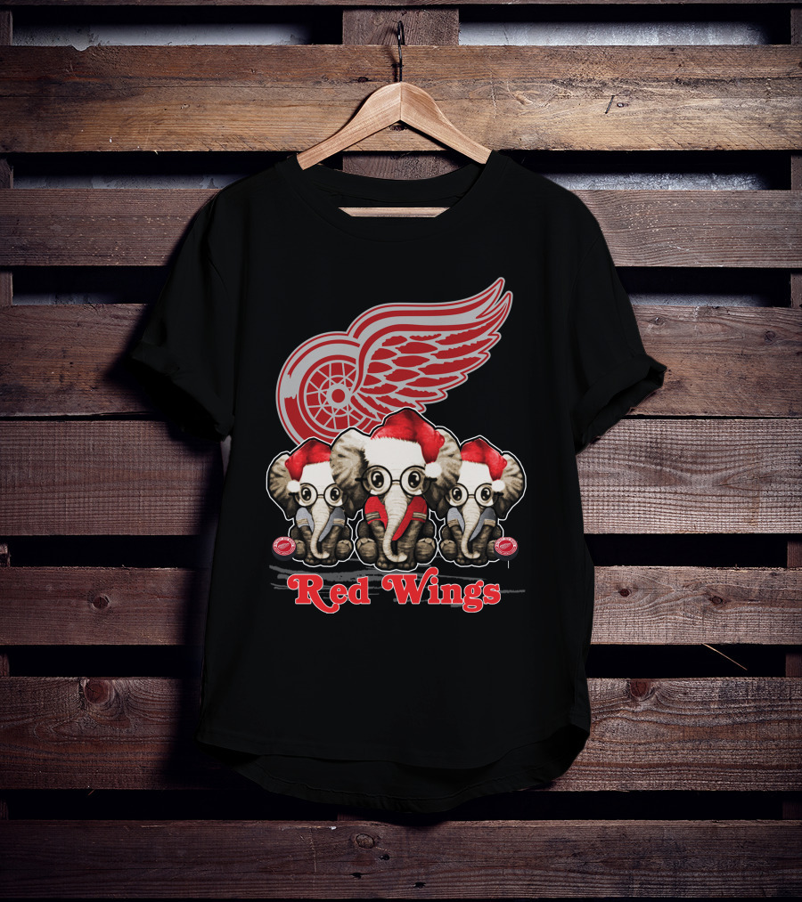Red Wings Santa Elephants Christmas Detroit T-Shirt