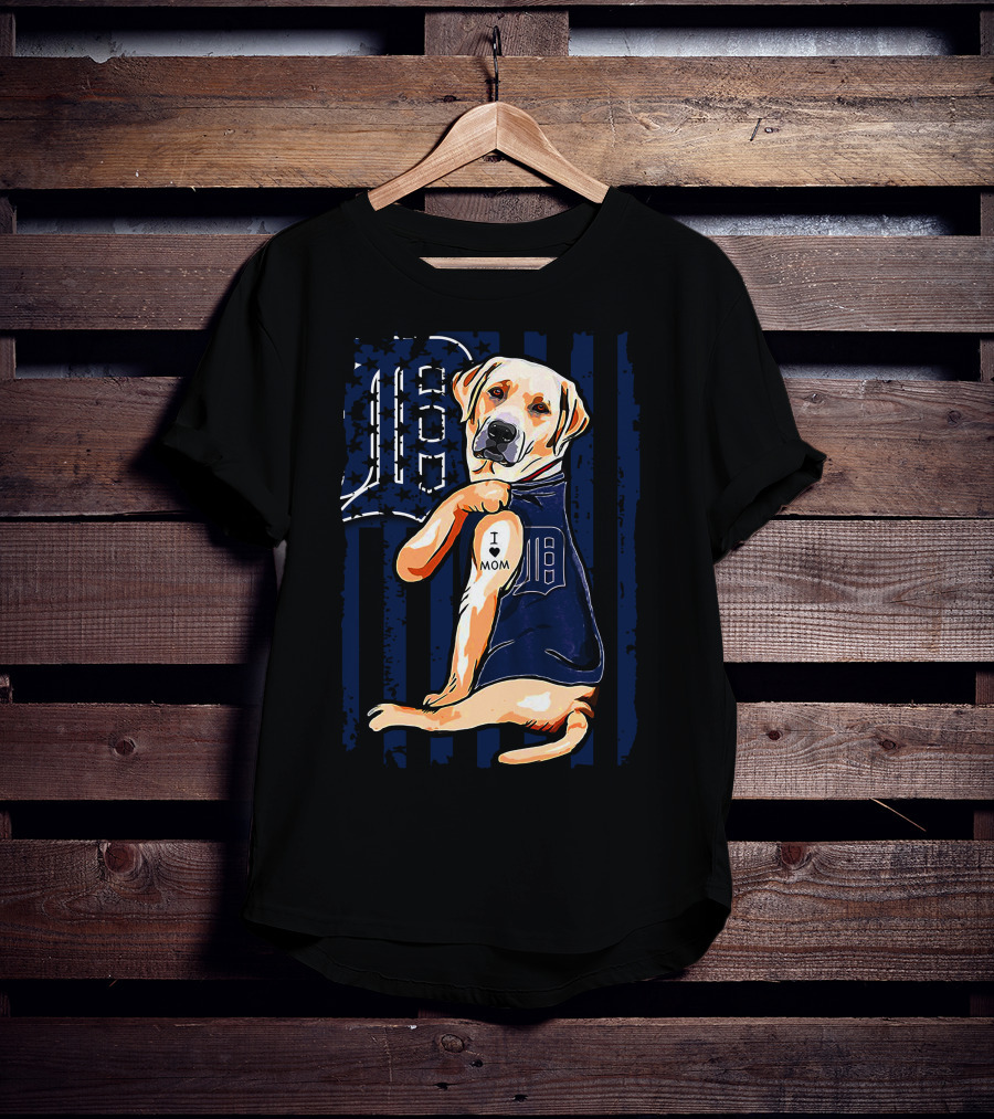 Labrador Retriever Detroit Tigers I Mom Tattoo Baseball Fan T-Shirt