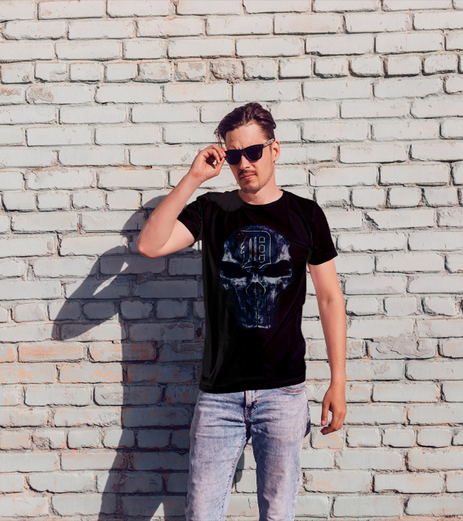 Detroit Tigers Skull Logo Dark T-Shirt