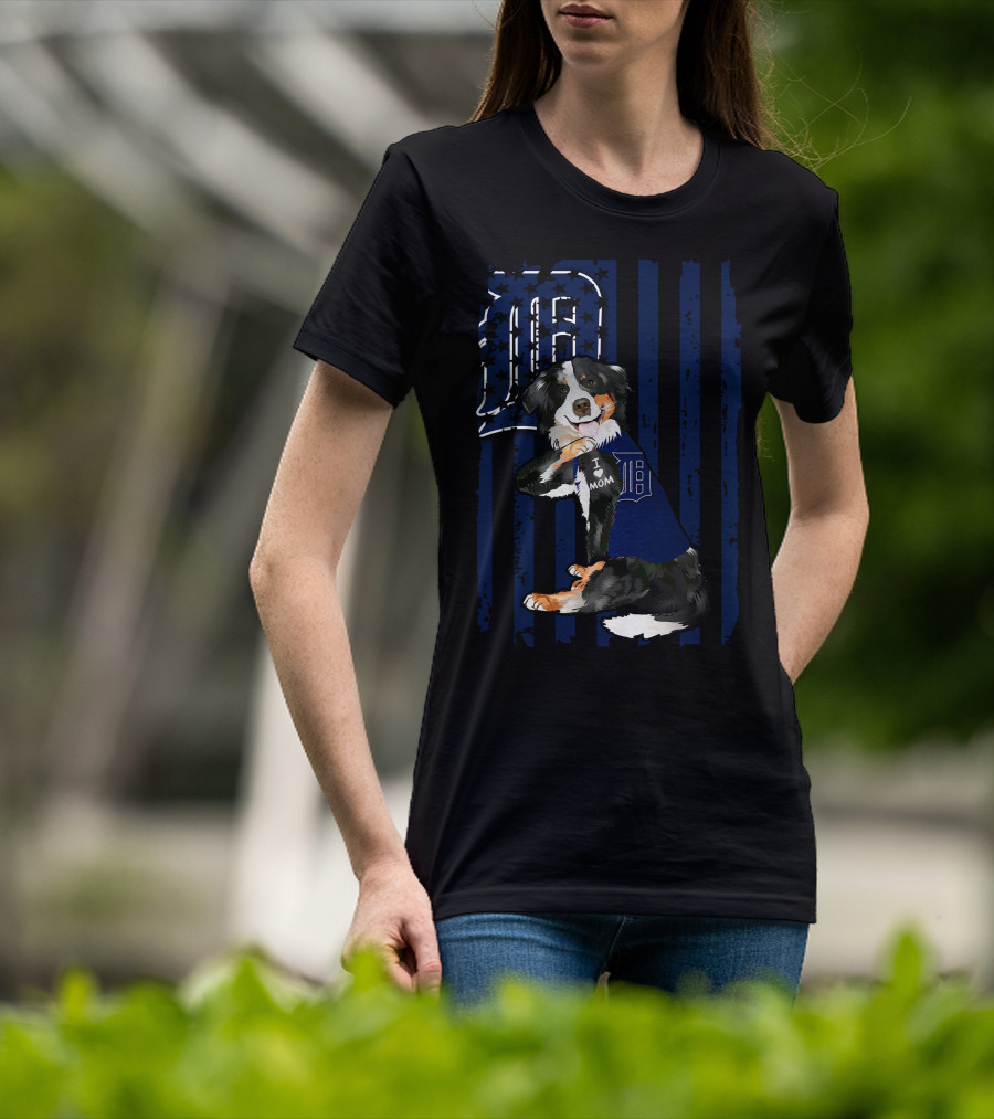 Border Collie Detroit Tigers I Love Mom T-Shirt
