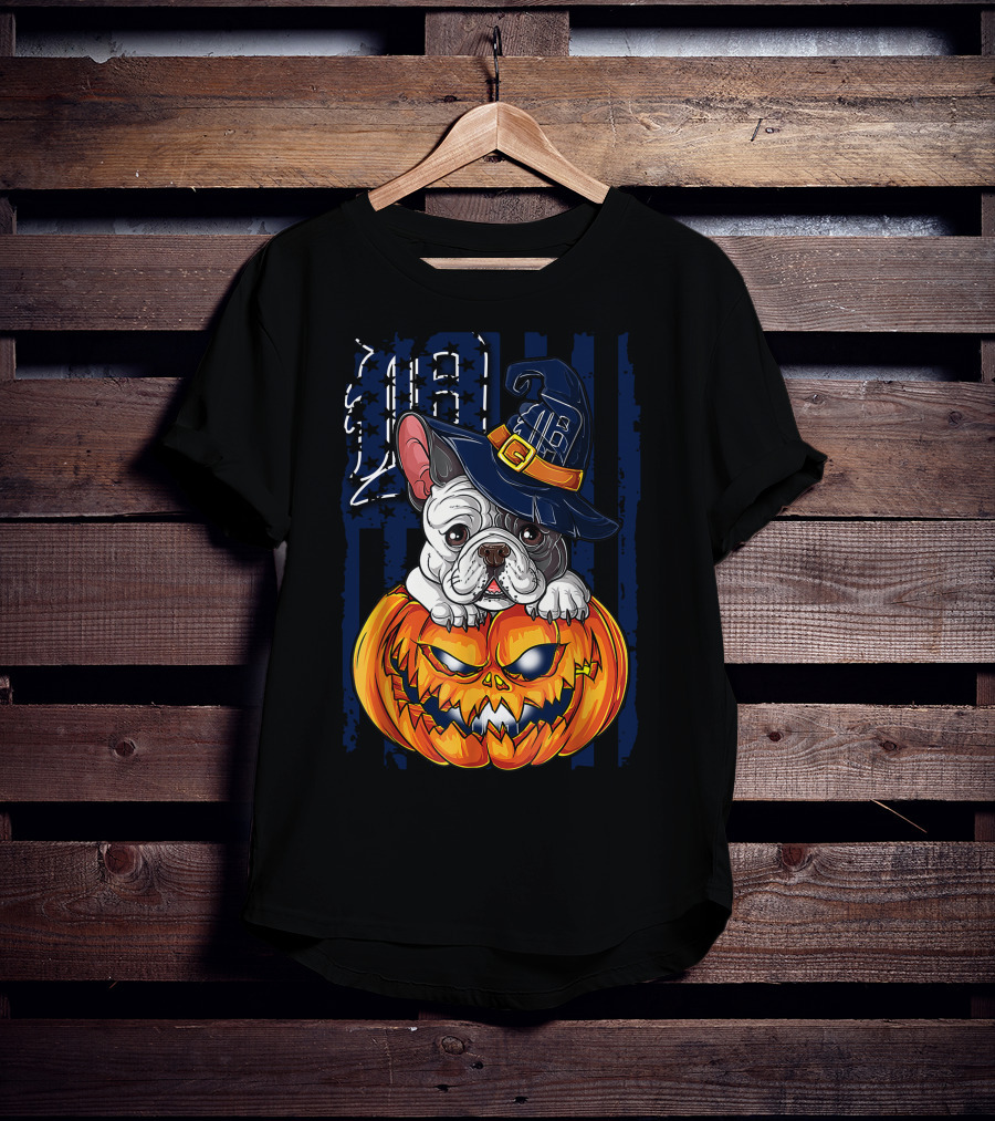 Hlw Bulldog Detroit Tigers Halloween Pumpkin T-Shirt