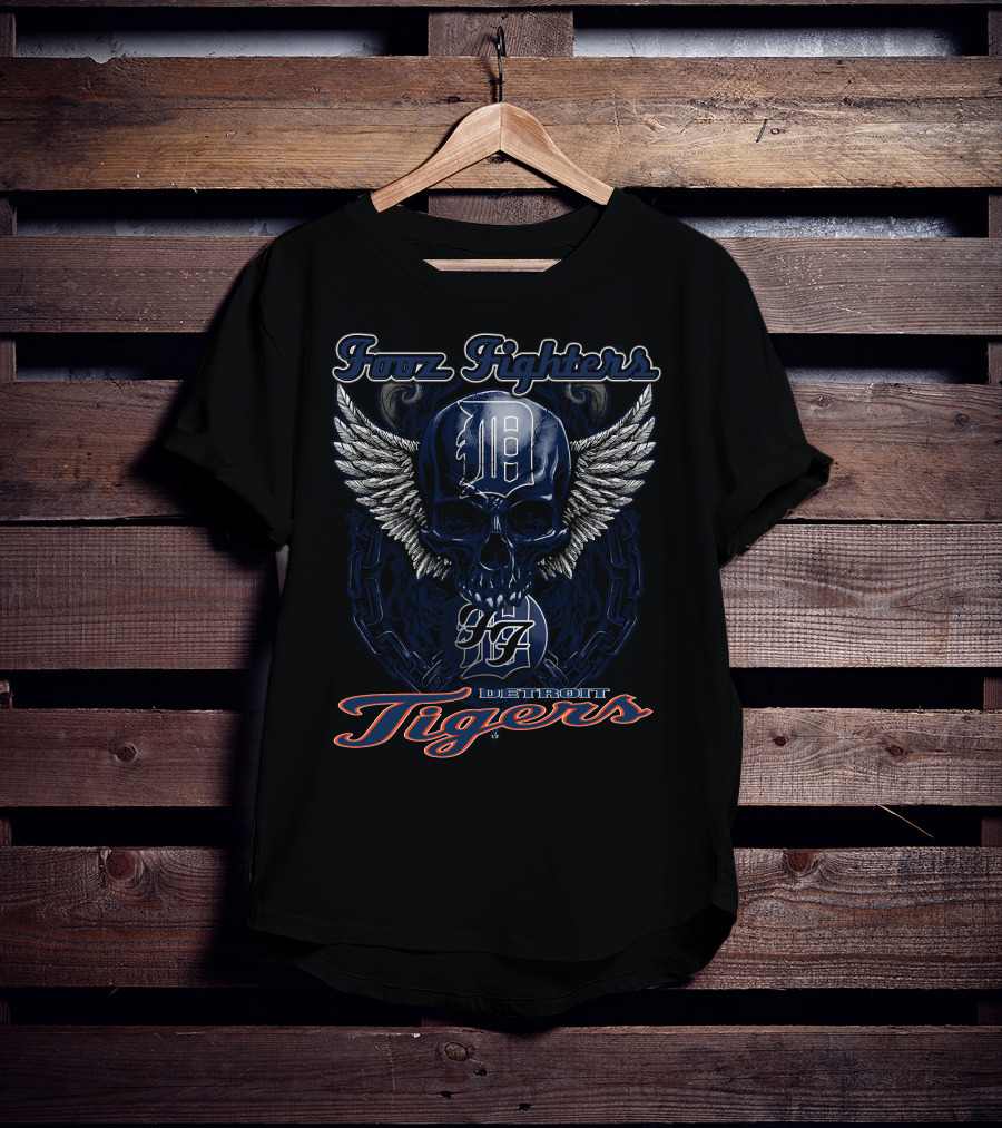 Foo Fighters Detroit Tigers Skull Wings D T-Shirt