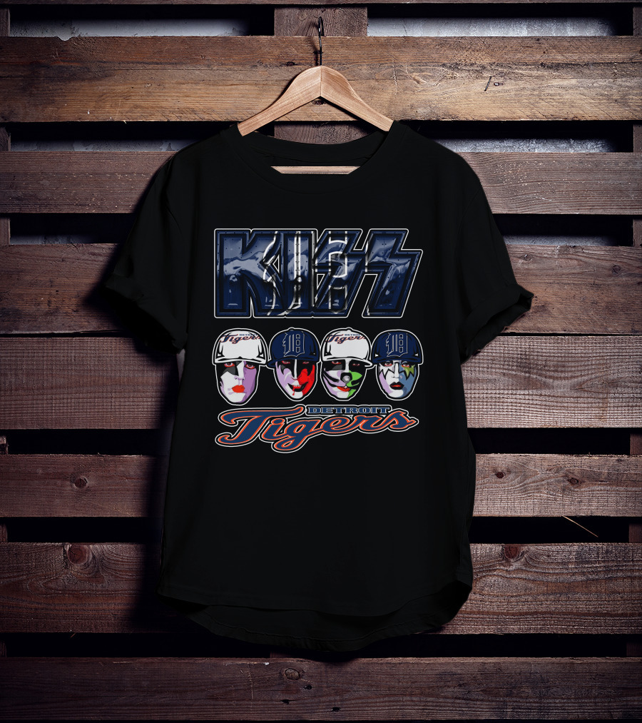 Kiss Detroit Tigers Faces Baseball Crossover T-Shirt