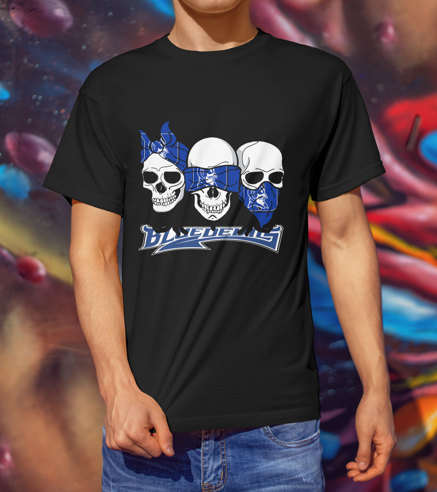 3 Skull Bandana Blue Devils T-Shirt