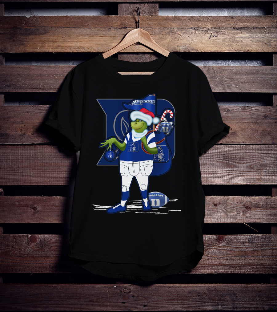 Grinchxmas Duke Blue Devils Football Santa Claus Festive Crossover T-Shirt