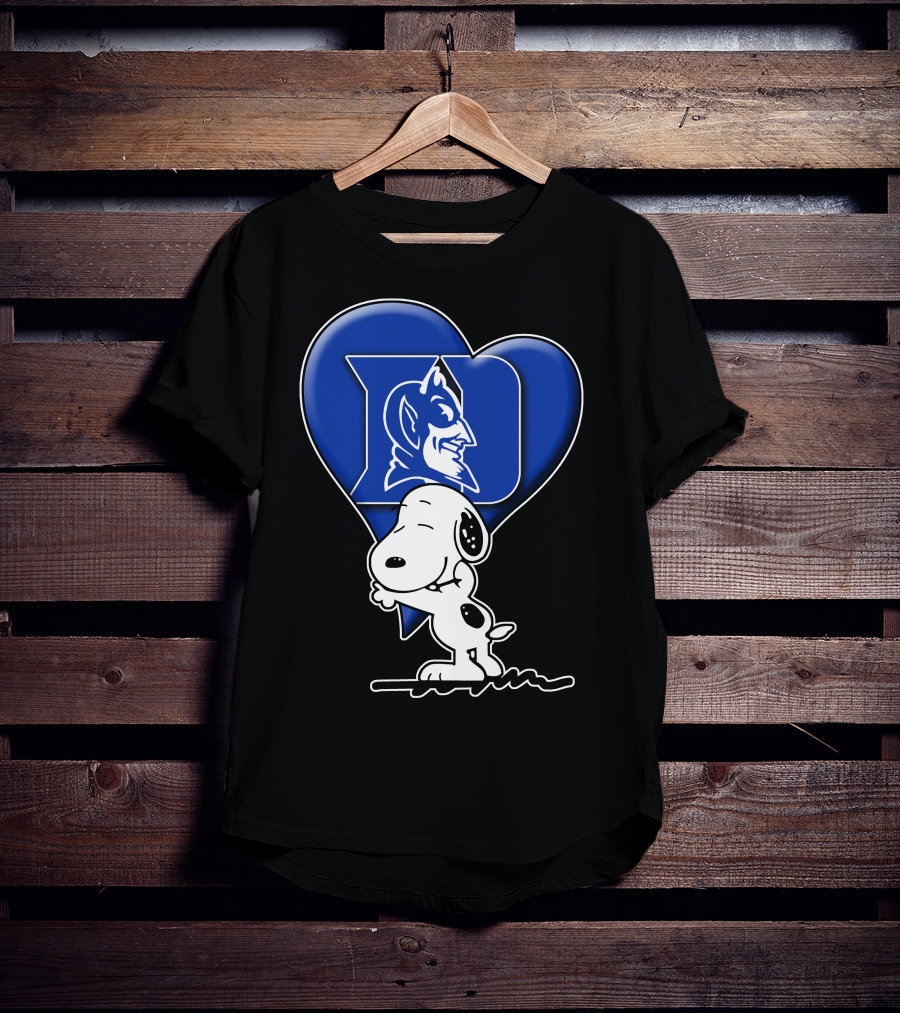 Snoopy Hugging Duke Blue Devils Heart T-Shirt