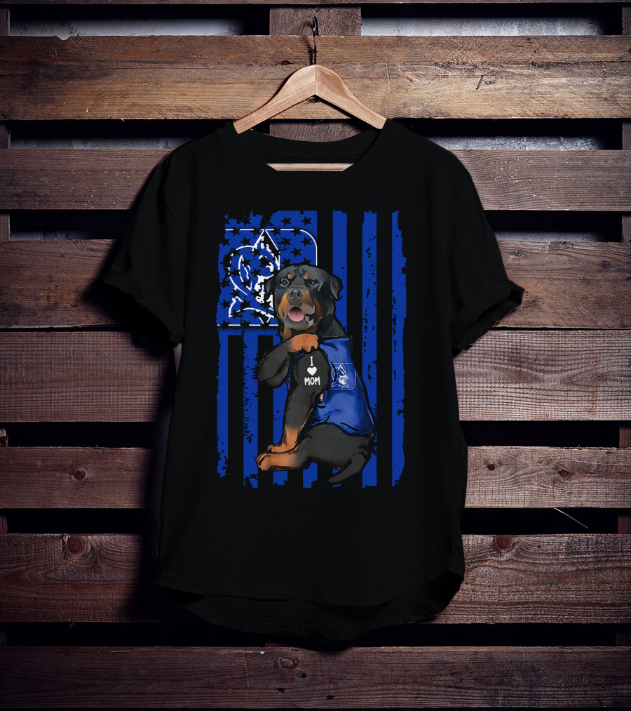 Rottweiler Duke Blue Devils I Love Mom T-Shirt