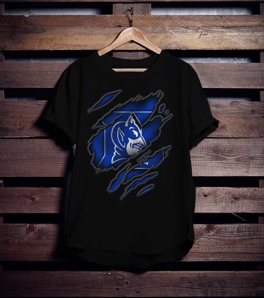 Torn Duke Blue Devils Logo Claw Marks T-Shirt