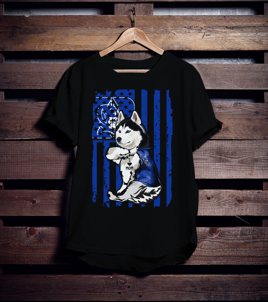 Siberian Husky Duke Blue Devils I Love Mom T-Shirt