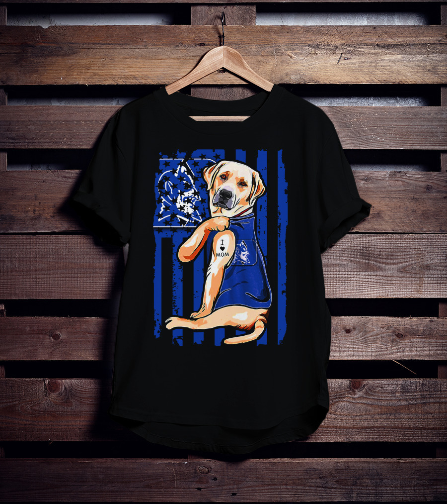 Labrador Retriever Duke Blue Devils I Love Mom T-Shirt