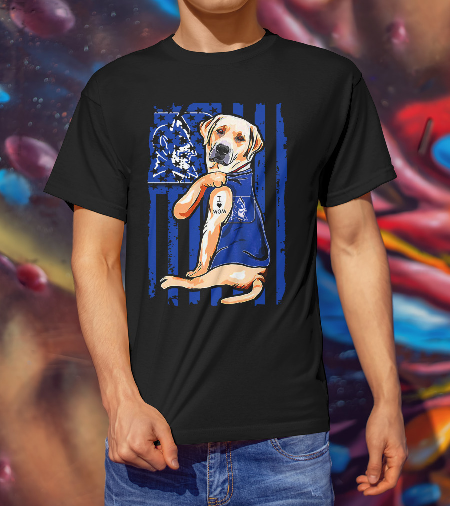 Labrador Retriever Duke Blue Devils I Love Mom T-Shirt