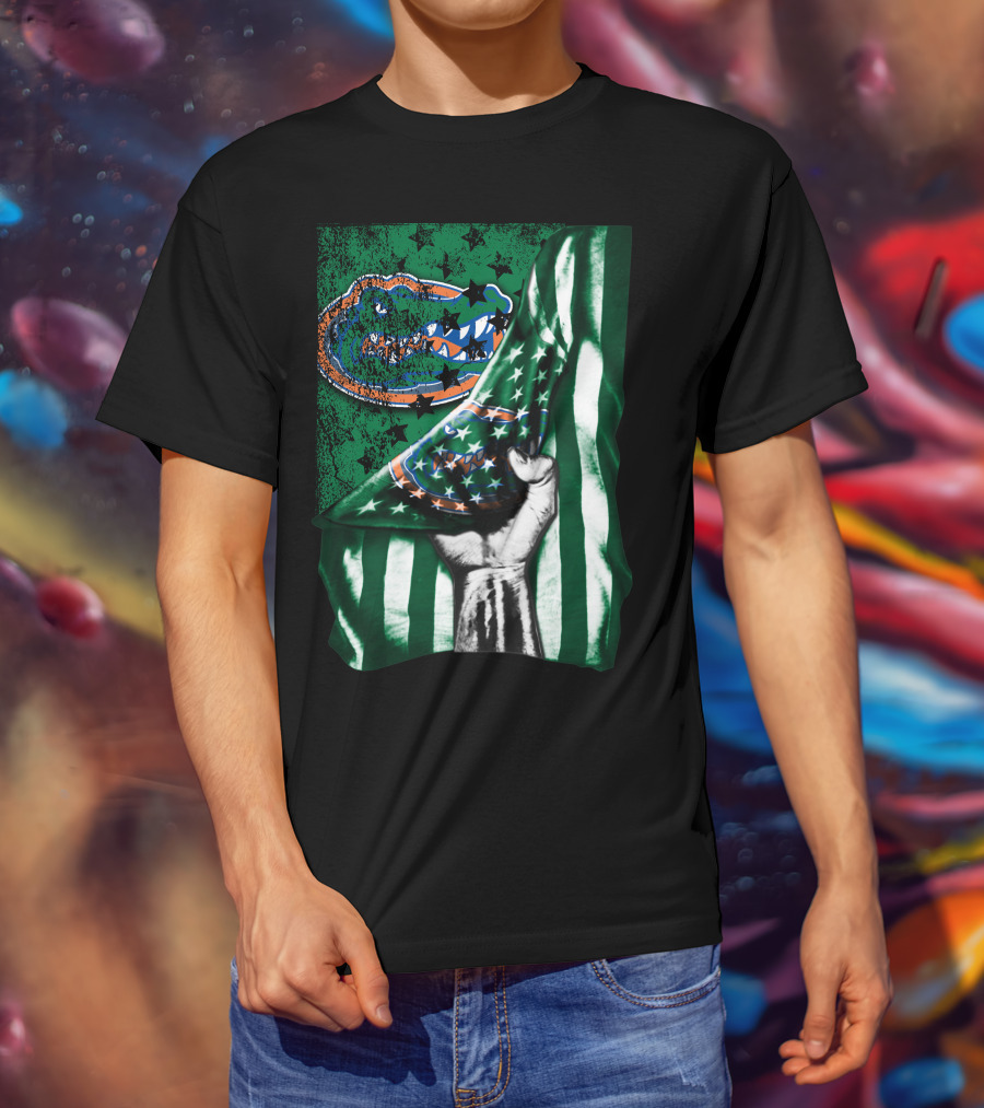 Flag Florida Gators Hand Holding Striped Stars T-Shirt