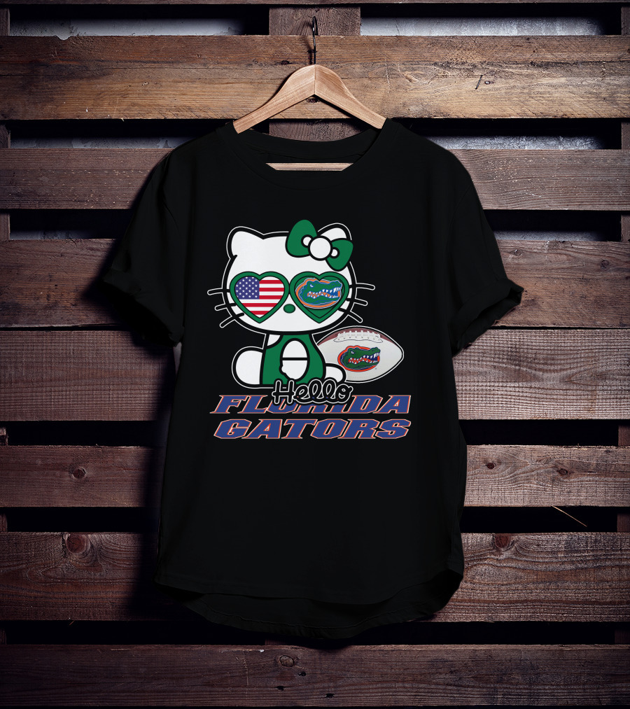 Hello Kitty Florida Gators Football American Flag T-Shirt