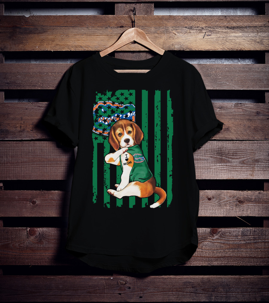 Beagle I Love Mom Florida Gators Flag T-Shirt