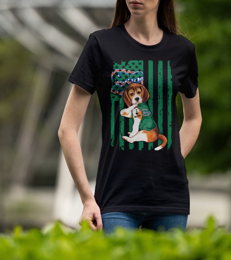 Beagle I Love Mom Florida Gators Flag T-Shirt