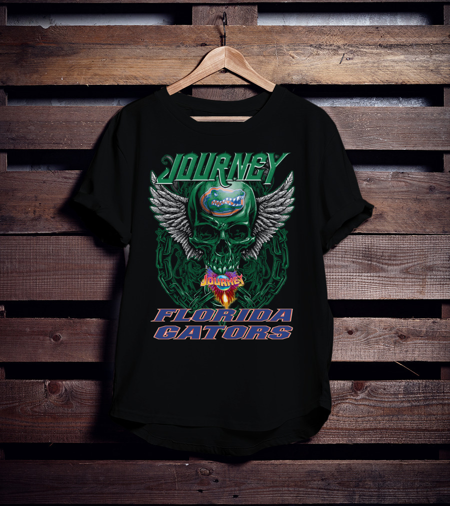Journey Florida Gators Skull Wings Logo Chain Flame T-Shirt