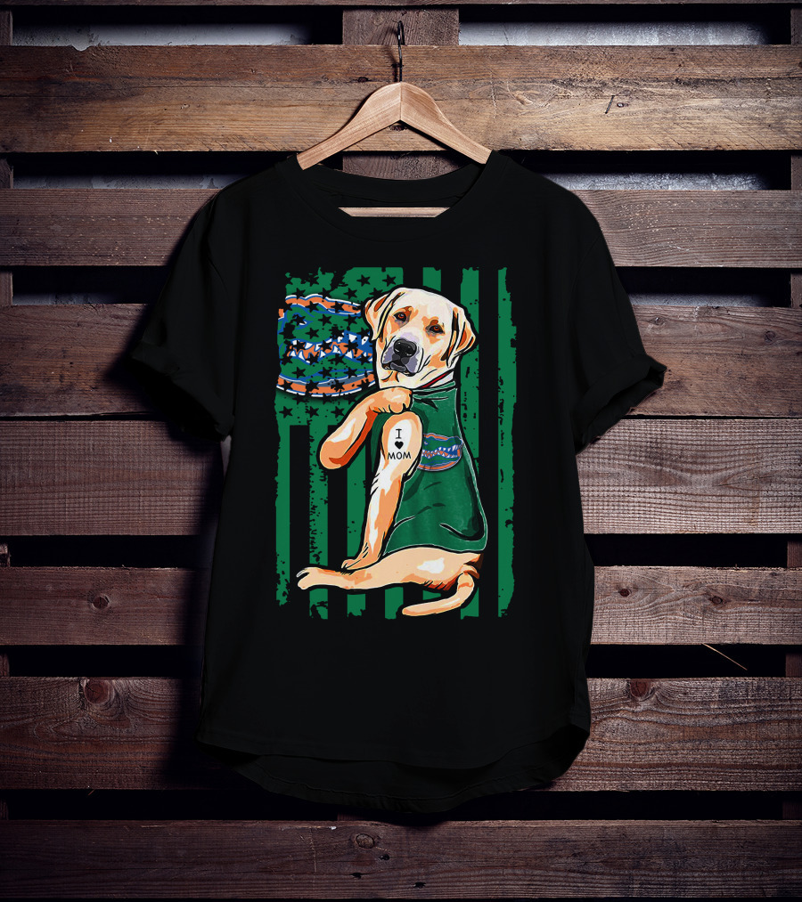 Labrador Retriever I Love Mom With Florida Gators Tattoo T-Shirt